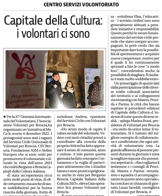 Capitale della Cultura: i volontari ci sono